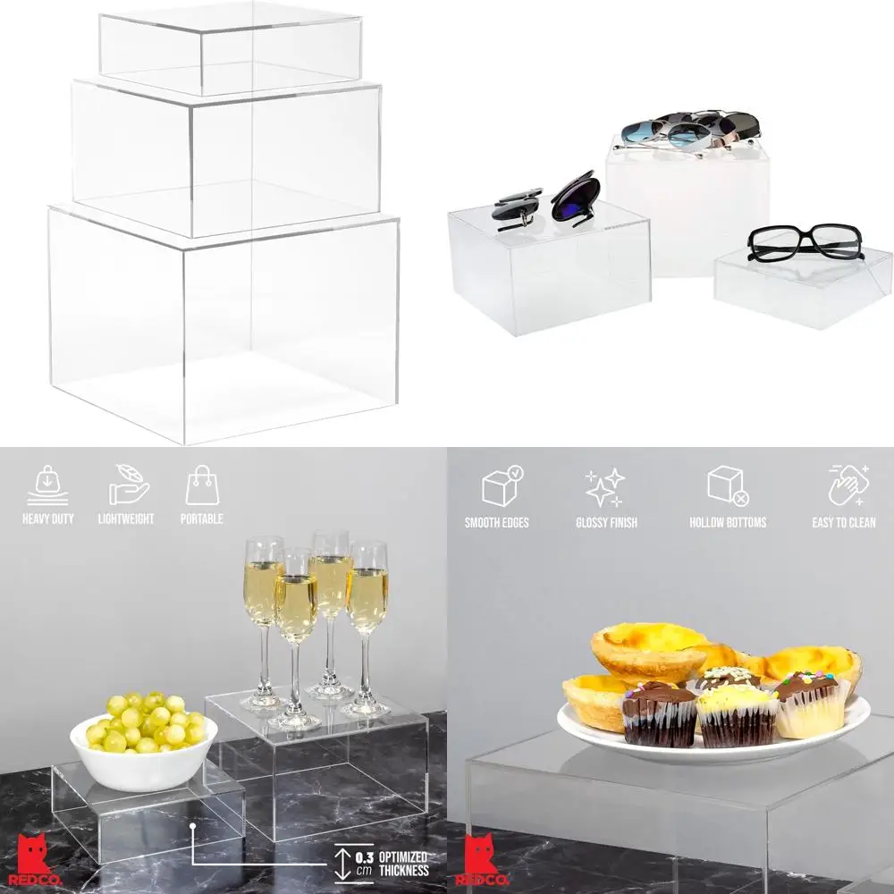 

Set of Three Transparent Acrylic Display Cubes with Hollow Bases