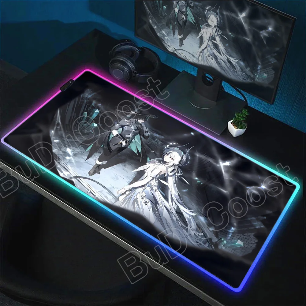 RGB Glowing Desk Mat Punishing Gray Raven Mouse Pad Laptop Gaming Anime Mouse Mat Cute Print Game Keyboard Pad 900x400 Mice Mats