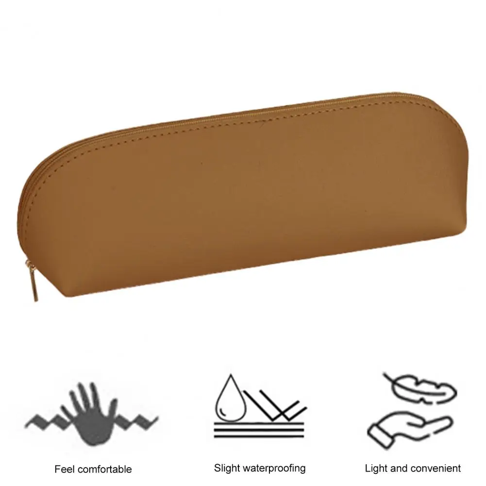 Kawaii Pure Color Large Capacity Pencil Cases Simple Stationery Pen Bags PU Pencil Pouch School Supplies