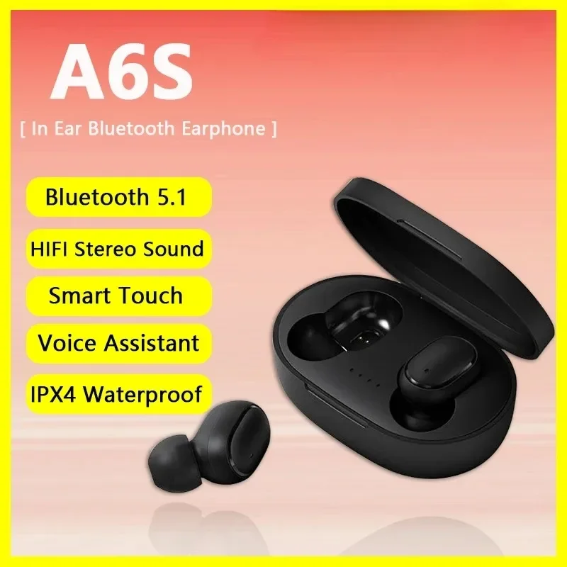 A6S TWS Wireless Bluetooth Headset 5.0 Earphone Bluetooth Sport Inear Earbuds Headset with Mic for All Smartphones