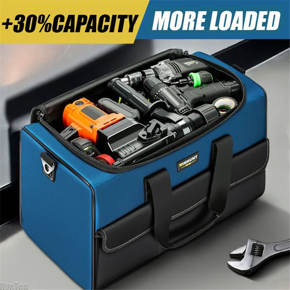 Square Tool Bag with 30% More Capacity, Waterproof Multi-pocket Tool Organizer for Electrician's Tools Handy Sling Bag