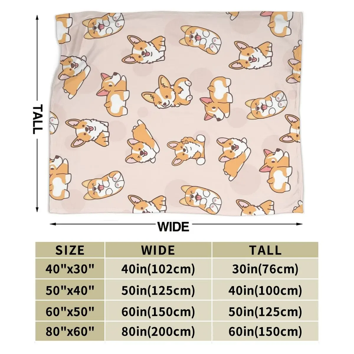 Corgi Puppy Fun Blankets Soft Warm Flannel Throw Blanket Cover for Bed Living room Picnic Travel Home Sofa