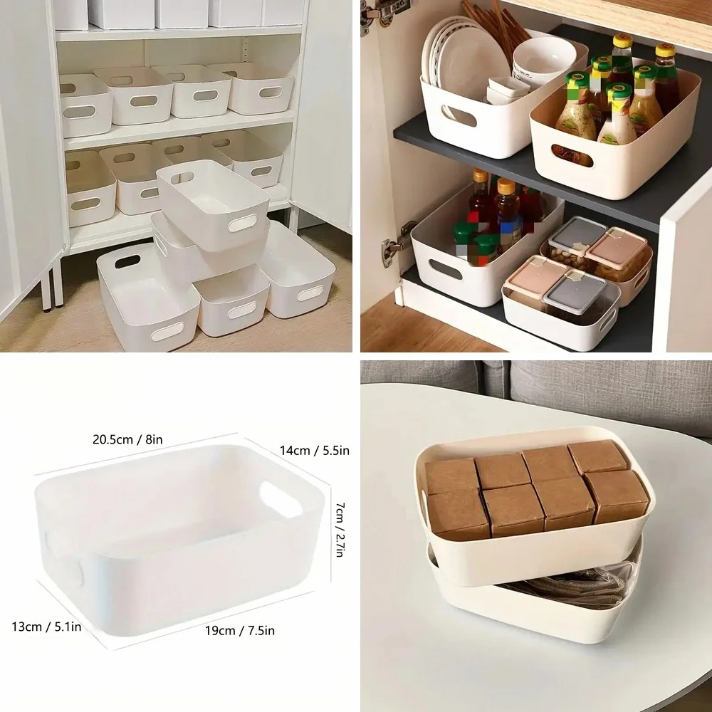 

10Pcs Large Capacity Storage Box with Lid, Plastic Toy Basket for Snacks & Sundries, Desktop Organizer for Home