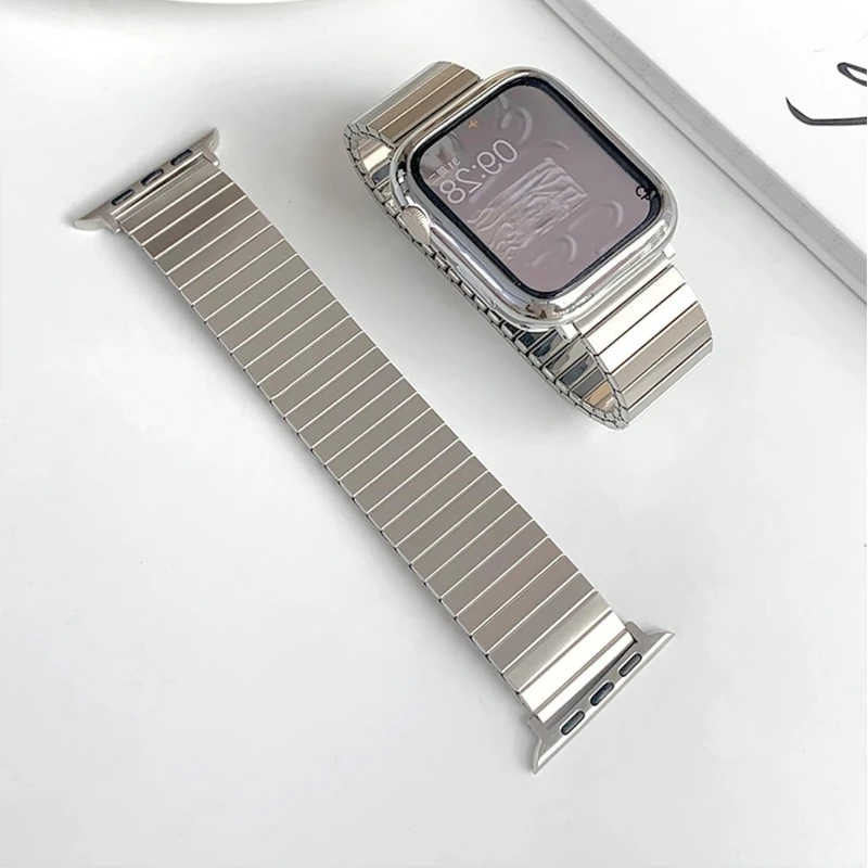 Elastic Strap For Apple Watch Band 44mm 40 42 46 41 45 38 49mm Stainless Steel Stretch Bracelet iWatch Series 10 9 8 7 6 5 4 SE
