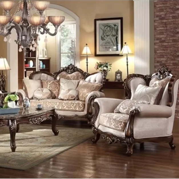 

#@ Premium Solid Wood Living Room Sofa Set - with Design Sofa Cover, Hot Selling Living Room Furniture for Home Hotel Decor