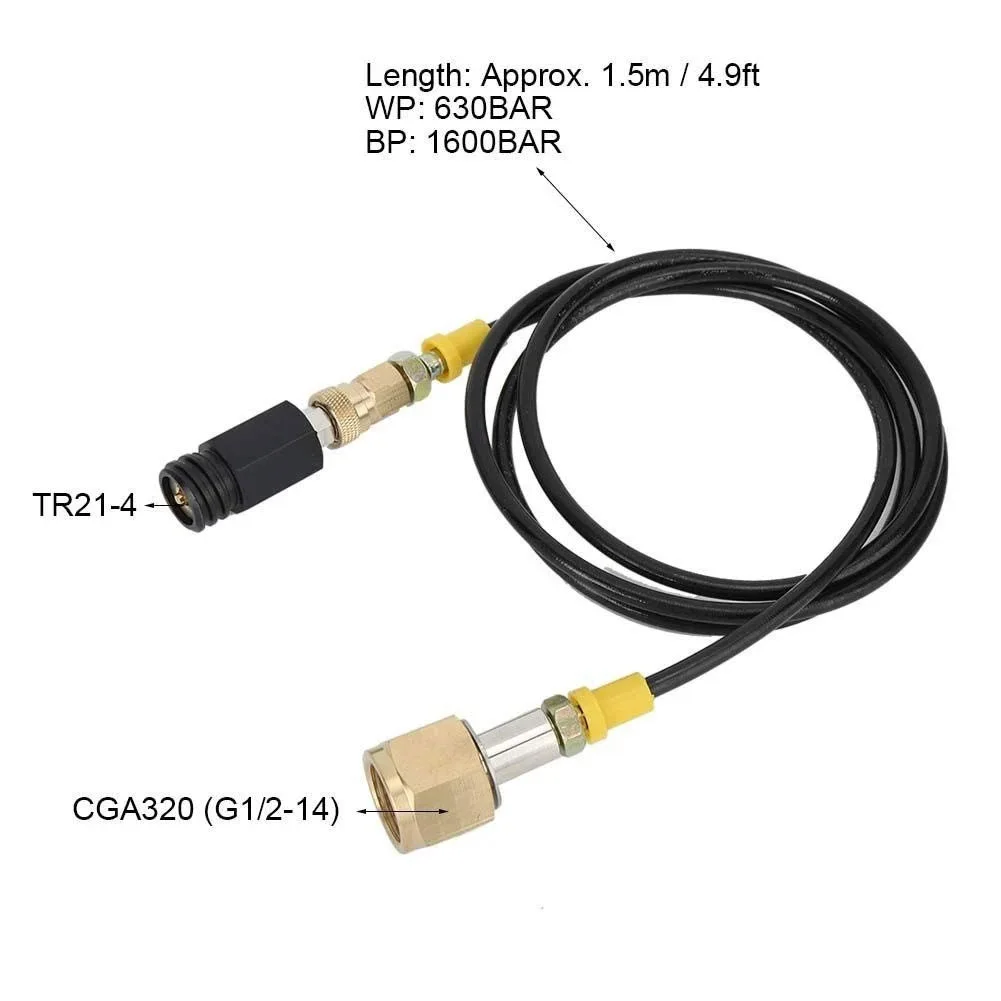 Gas Hose Approximately 1.5 Meters 4.9 Feet W21.8-14 Adapter Polished Electroplating Rust-resistant Stable Performance