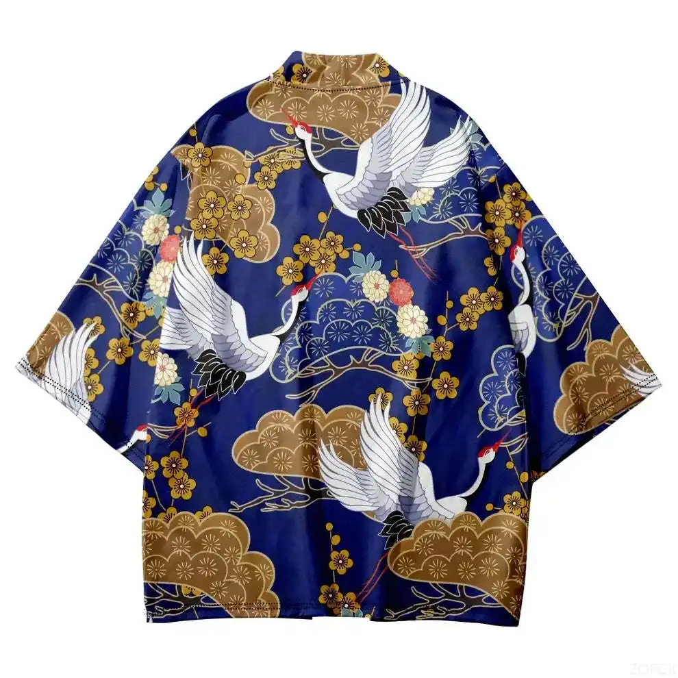 Yokai Party Haori Ethnic Style Flower Series Kimono Cloak Loose Seven Sleeve Cardigan 3D Digital Printed Kimono Cardigan