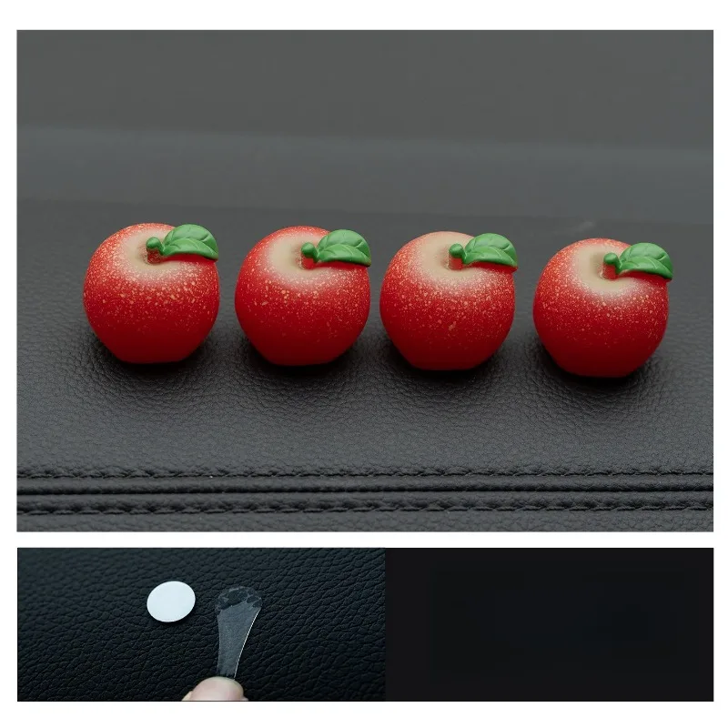4pc Healing Apple Car Dashboard Ornament Peace Fruit Cute Decor for Console Screen Rearview Mirror