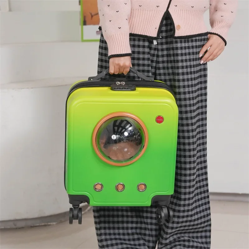 Fashion Style Transparent Plastic Cat Backpack High Visibility Large Capacity Portable Pet Trolley Case for Pets Dog Outings