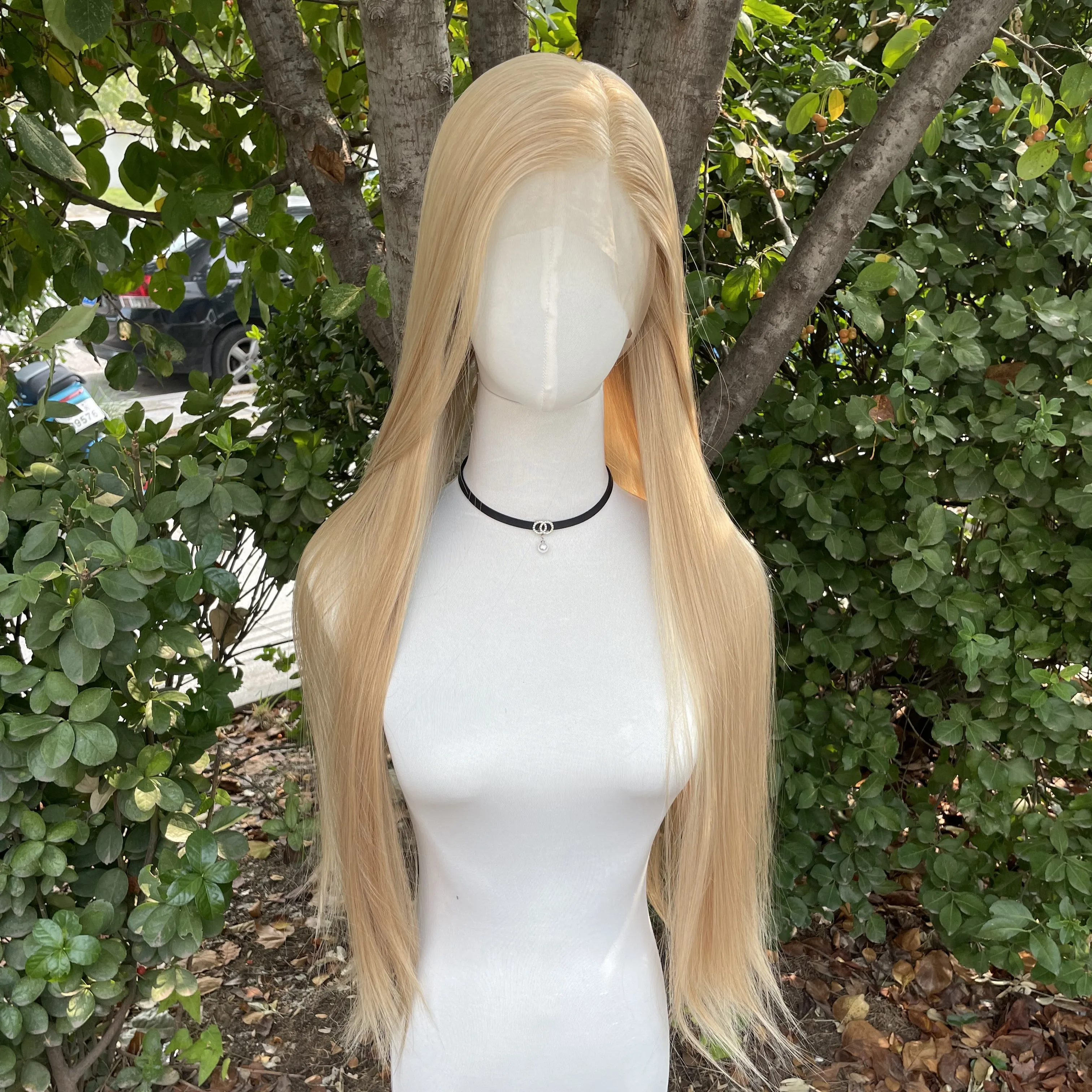 Blonde Mixed Color Synthetic Full Lace Wigs for Black Women Heat Resistant 26 Inch Long Straight Full Hand Tied Free Part 150%