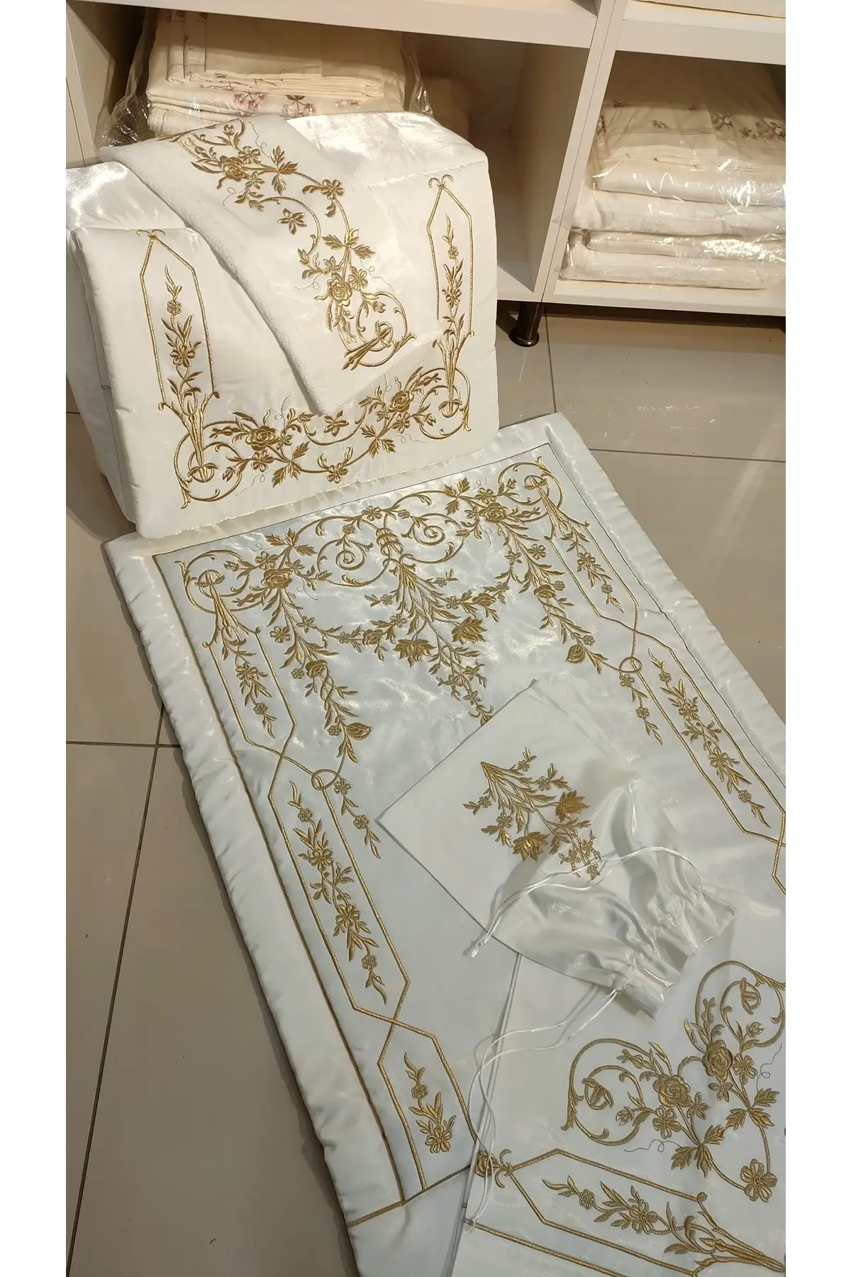 Full of Gold embroidery set consists of 6 pieces pieces. Meditation Rug