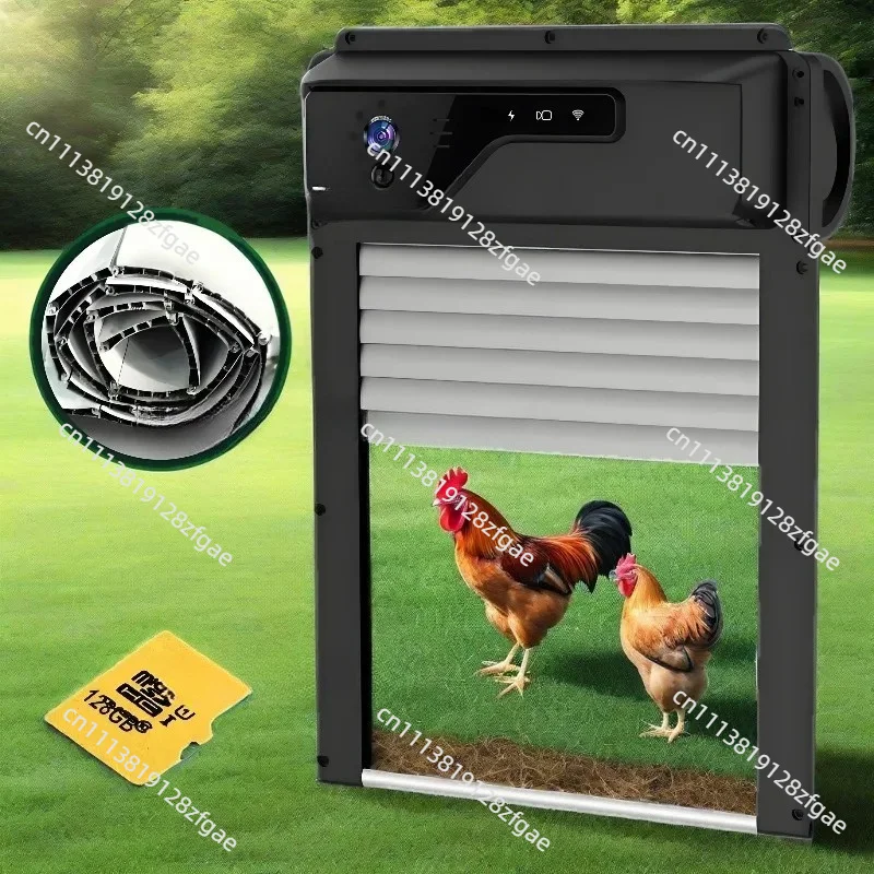 Automatic Chicken Coop Door with Solar Timer & Camera, IP65 Waterproof for Poultry Farm & Backyard
