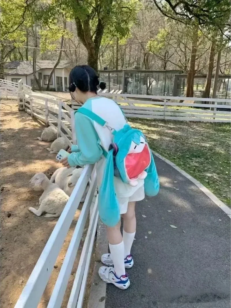 Hatsune Miku Shoulder Bag New Backpack Cute Anime Girl Plush Cartoon Kawaii Knapsack Student Bag Packet Kids Gifts Toys