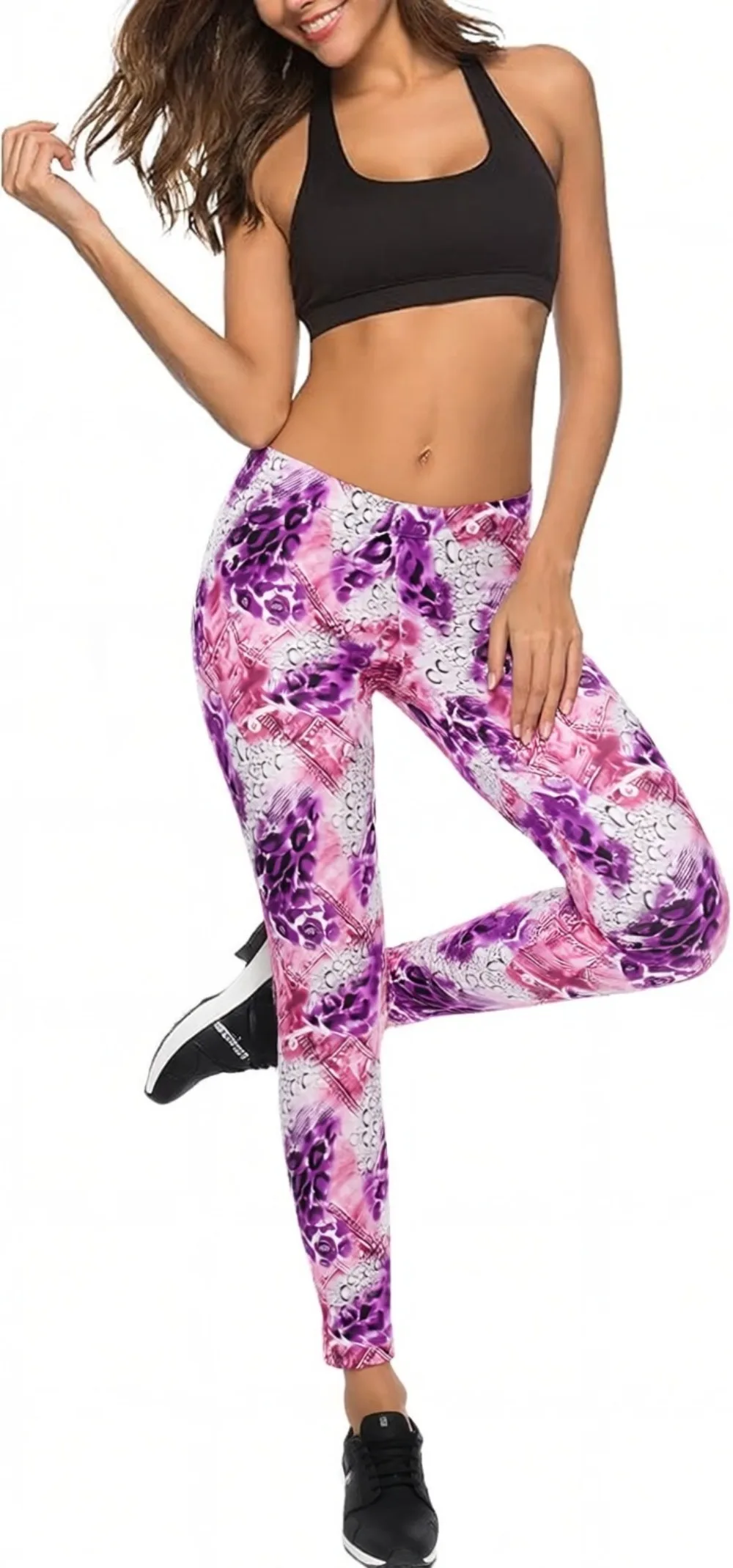 

Women Pants Gym Yoga Seam Sports Clothes Stretchy Mid Waist Athletic Exercise Fitness Leggings Leopard Printed Pants