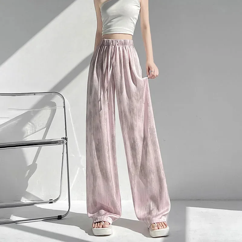 Relaxed Fit Harem Pants With Tie Dye Pattern Elastic Waist Long Loose Casual Women Bottoms