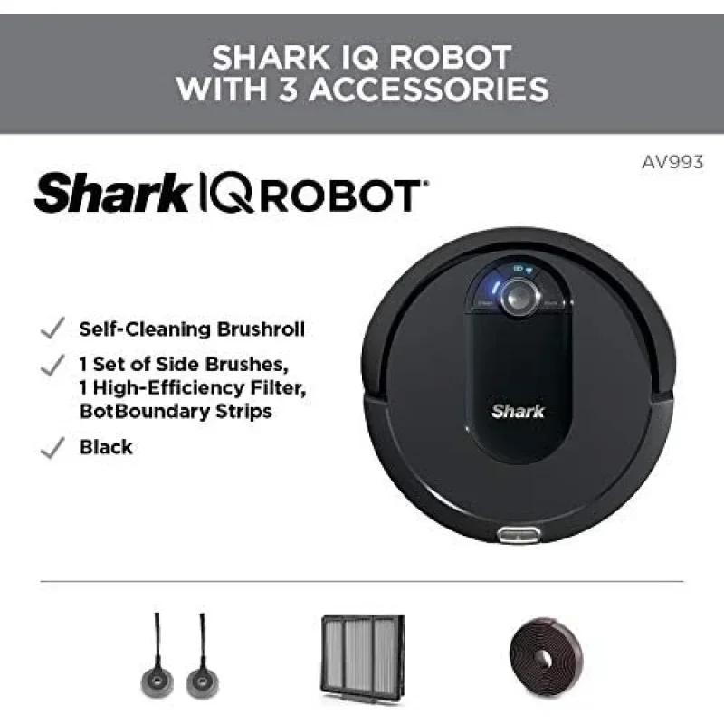 QWShark AV993 IQ Robot Vacuum,Self Cleaning Brushroll,Advanced Navigation,Perfect for Pet Hair,Compatible with Alexa,Wi Fi ,