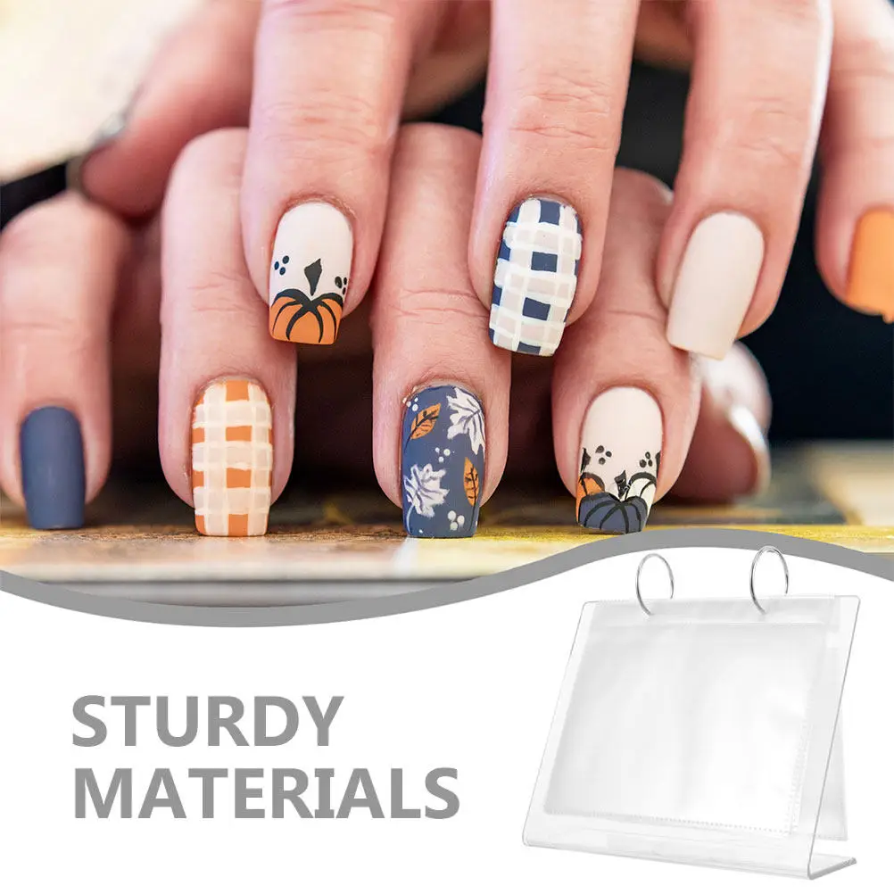 

2Pcs Nail Art Sticker Display Holder Acrylic PVC Sturdy Transparent Organizer for Nail Decal Album Desktop Storage Book Showcase