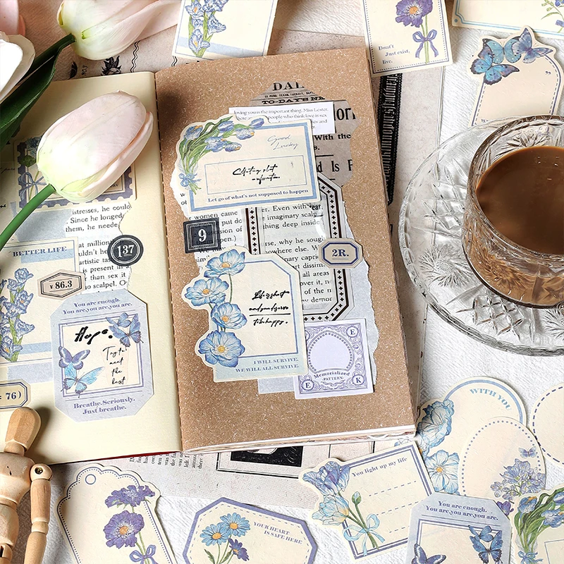 

30sheets Falling Flowers Long Paper Series Creative Retro Borders Message Notes DIY Scrapbooking Material Aesthetic Craft Paper