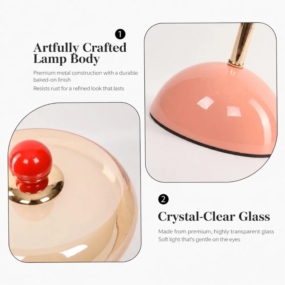 INS Style Rechargeable Retro Glass Desk Lamp Dimmable Dopamine Ambient Light Decorative Colored Table Light Desktop Study Decor