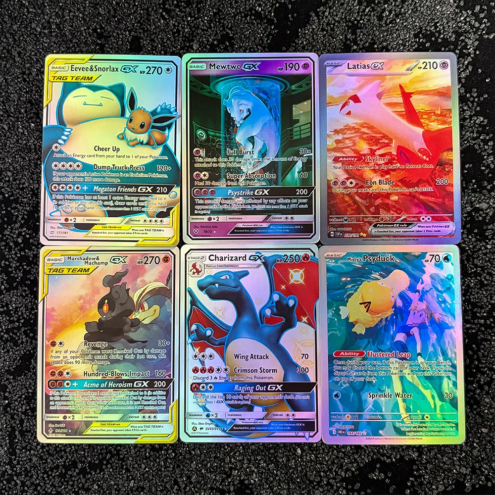 DIY PTCG Rating Single Card EN Mewtwo Latias Charizard Eevee Self Made Flash Card Hobby Game Collection Card  Anime Card Gift