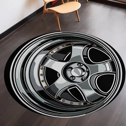Car Rugs Tire Shape Round Mats Boys Bedroom Rug Car Hub Home Living Room Anti-slip Coffee Table Floor Mat Tapetes De Automóvil