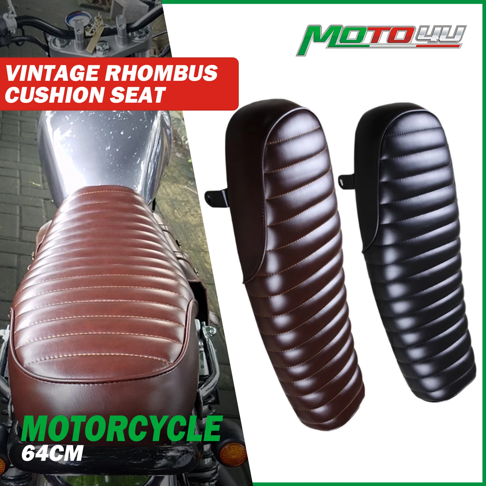 

Hump 64CM Motorcycle Vintage Saddle Universal Classics Cafe Racer Seat with bracket For SuzuKi GS Yamah XJ Honda Black,Brown