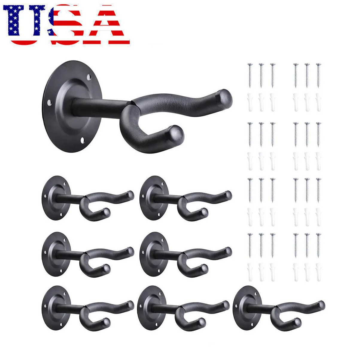 

8pcs Hangers For Wall Guitar Hook Hanger Instrument Wall Hooks Easy Install Hold All Sizes Music Room Decor Gift For Guitar