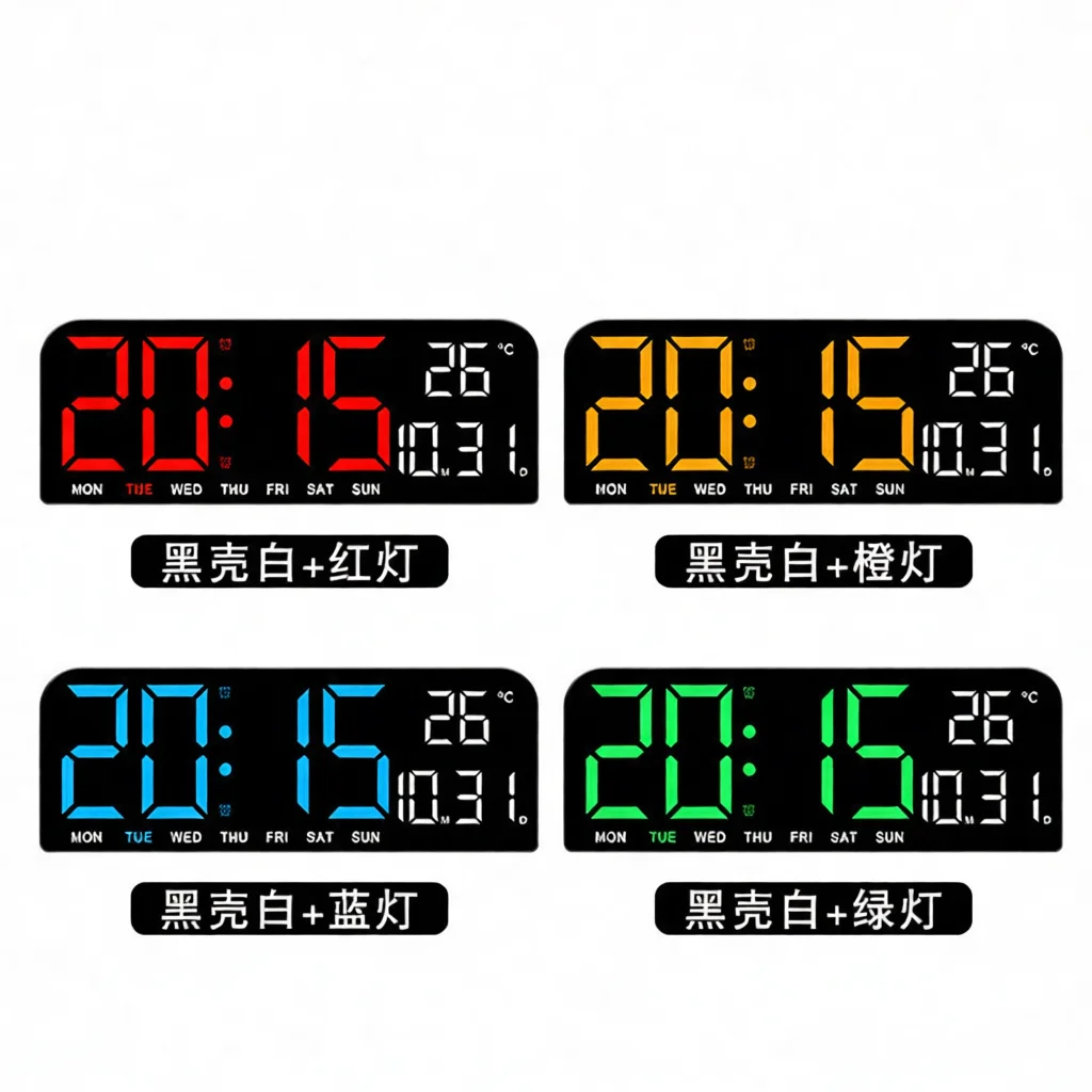 Electronic LED Digital Desk Alarm Clock Large Display Modern Wall Clock Multifunctional Calendar Temperature Date