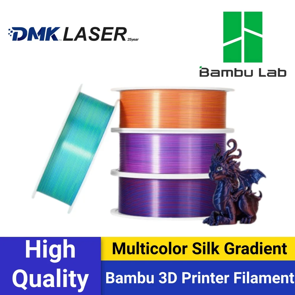 Bambu Lab PLA Silk Multicolor Gradient 3D Filament, Stunning Color Aesthetics & Smooth Glossy Finish, RFID-Enabled 1kg Spool