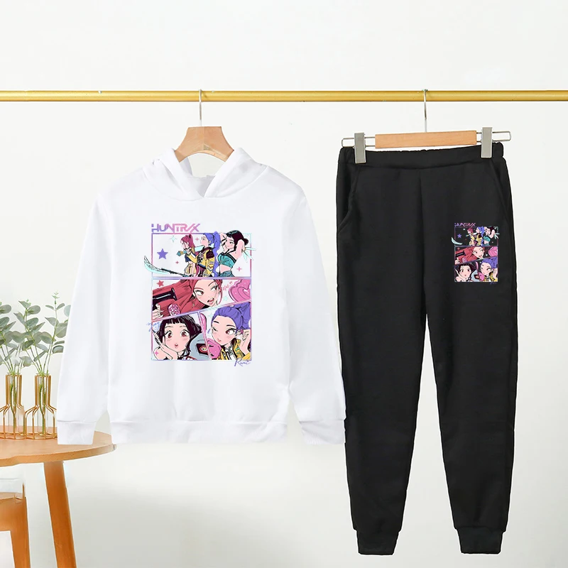 

KPOP Demon Hunter Huntrix серия с рисунком, детская модная трендовая толстовка для девочек на весну и осень, хорошая