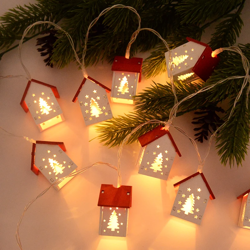 

1.5M 10LED Christmas Lamp Small House Pendant Creative Xmas Tree Decorantions Hanging Ornament New Year Gift Home Decors 2024