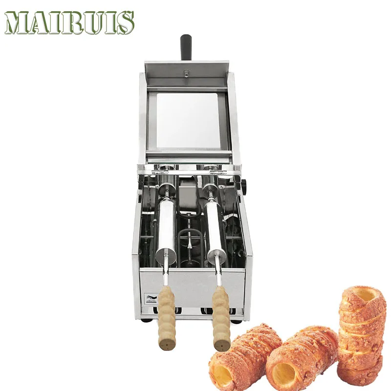 Electric Chimney Bread Roll Baking Machine 1500W 2 Sticks Rolling Waffle Crispy Machine Crispy Ice Cream Cone Machine