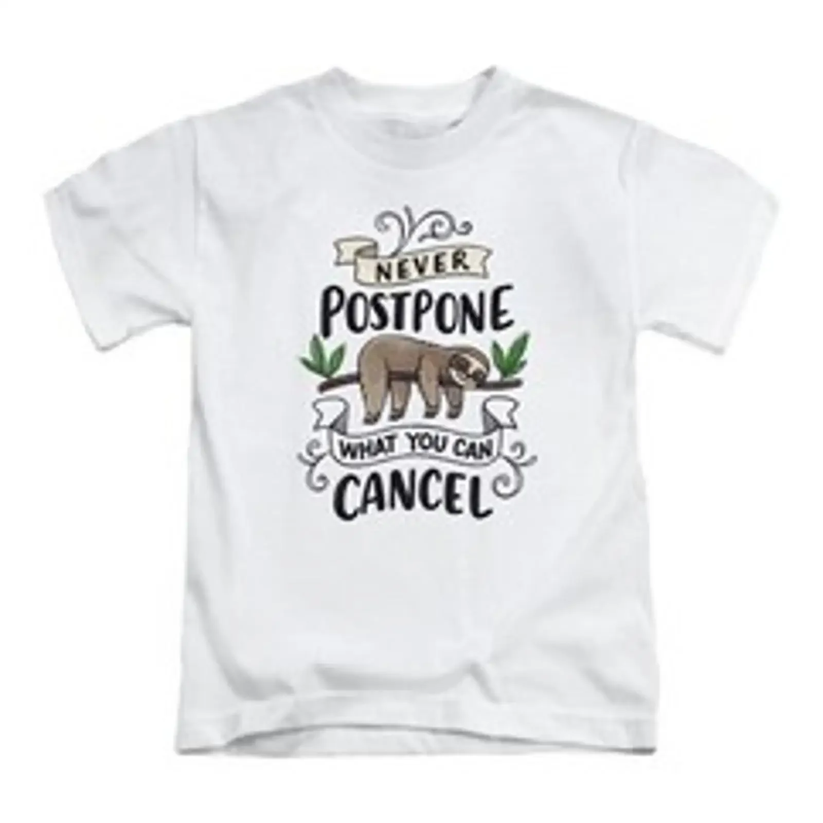 T Shirt Never Postpone What You Can Cancel Erwachsene lustig Faultier Meme Top vintage Washed Casual streetwear Breathable