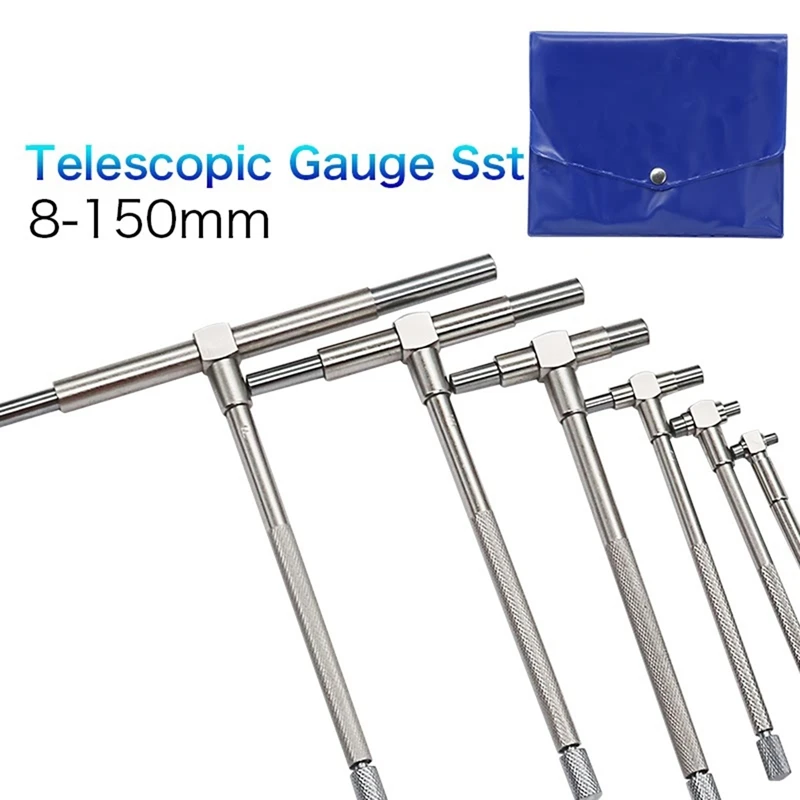 6 Piece Inner Diameter Gauge Adjustable Gauge 8-150Mm 5/16-6 Inch Telescopic Gauge