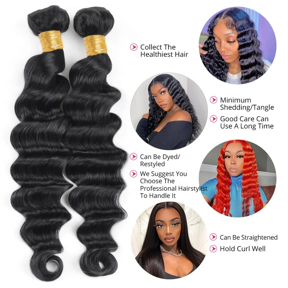 Lockige Echthaar-Bundles mit C – Deep Wave 3 Bundles With Closure Bewertung und Preis