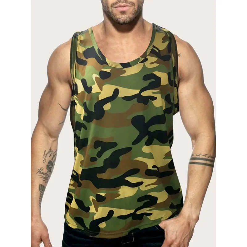 3D Print Cool Camouflage Tank Tops For Man Colorful Pattern Tees Summer Casual Fashion Vest Oversized Sportswear Street Tank Top