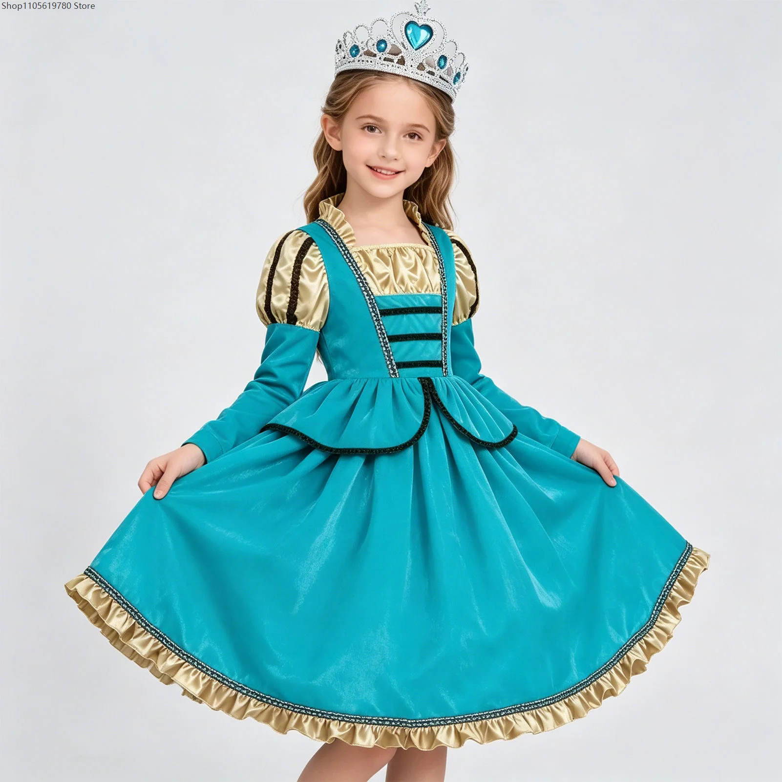 2026 Little Girls Medieval Renaissance Elegant Court Dress Retro Formal Gown Kids Halloween Carnival Wear Cosplay Costume