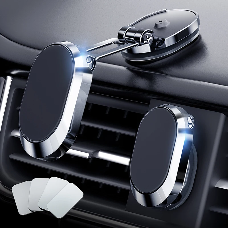 Universal Car Magnetic Phone Holder Folding Strong Magnet Mount Mobile Phone Metal Stand GPS Support for IPhone Xiaomi Samsung