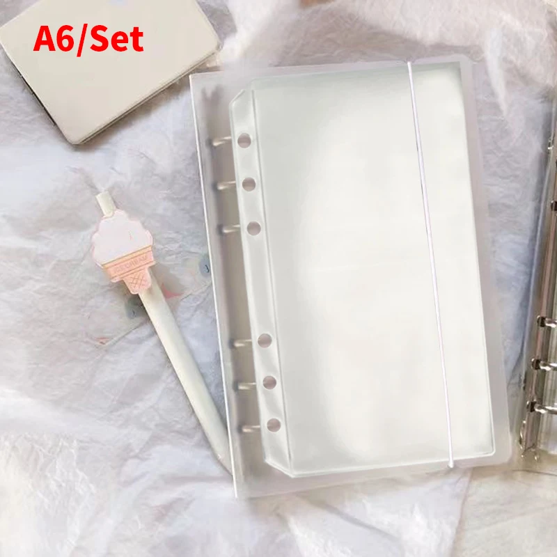 

A6 PVC Plastic Pockets Transparent Storage Cards Holder Loose Leaf Notebook Clear Binder Cover Accessories Insert Refill Filing