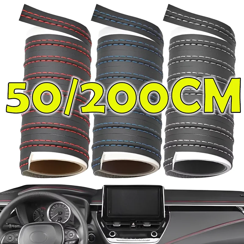 

Car Moulding Trim Decor Line Universal Cars Dashboard Diy Self-adhesive PU Leather Sticker Auto Interior Accessories 50/200CM