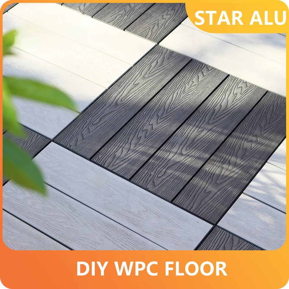 

3 items 3D Embossed WPC Decking Waterproof Anti-Slip UV Resistant Outdoor Flooring for Balcony Garden Pool