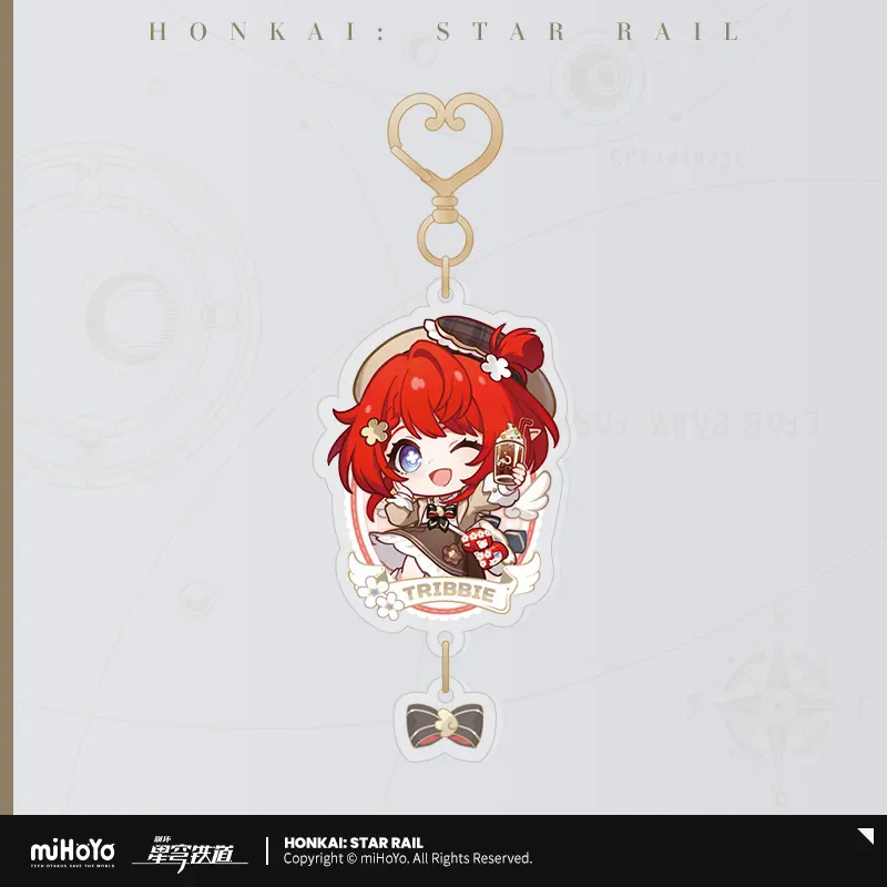 ของแท้ miHoYo เกม Honkai Star Rail ซีรีส์การเดินทางด้วยรถไฟ พวงกุญแจอะคริลิคแบบ Q-version ตัวละคร Aglaea Tribios ของสะสมคอสเพลย์ ของขวัญคริสต์มาส