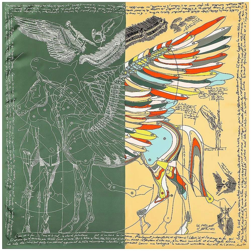 130cm 100% lenço de seda marca lenço quadrado design de moda pegasus feminino xale bandana lenço lenços para senhoras