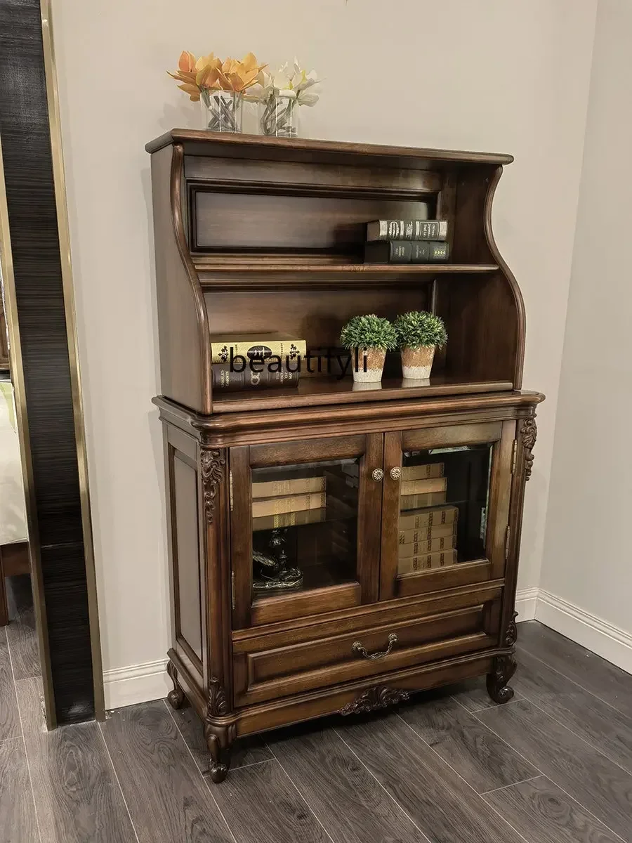 Black Walnut Double Door Wine Cooler All Solid Wood Locker American Dining Room/Living Room LogsAA