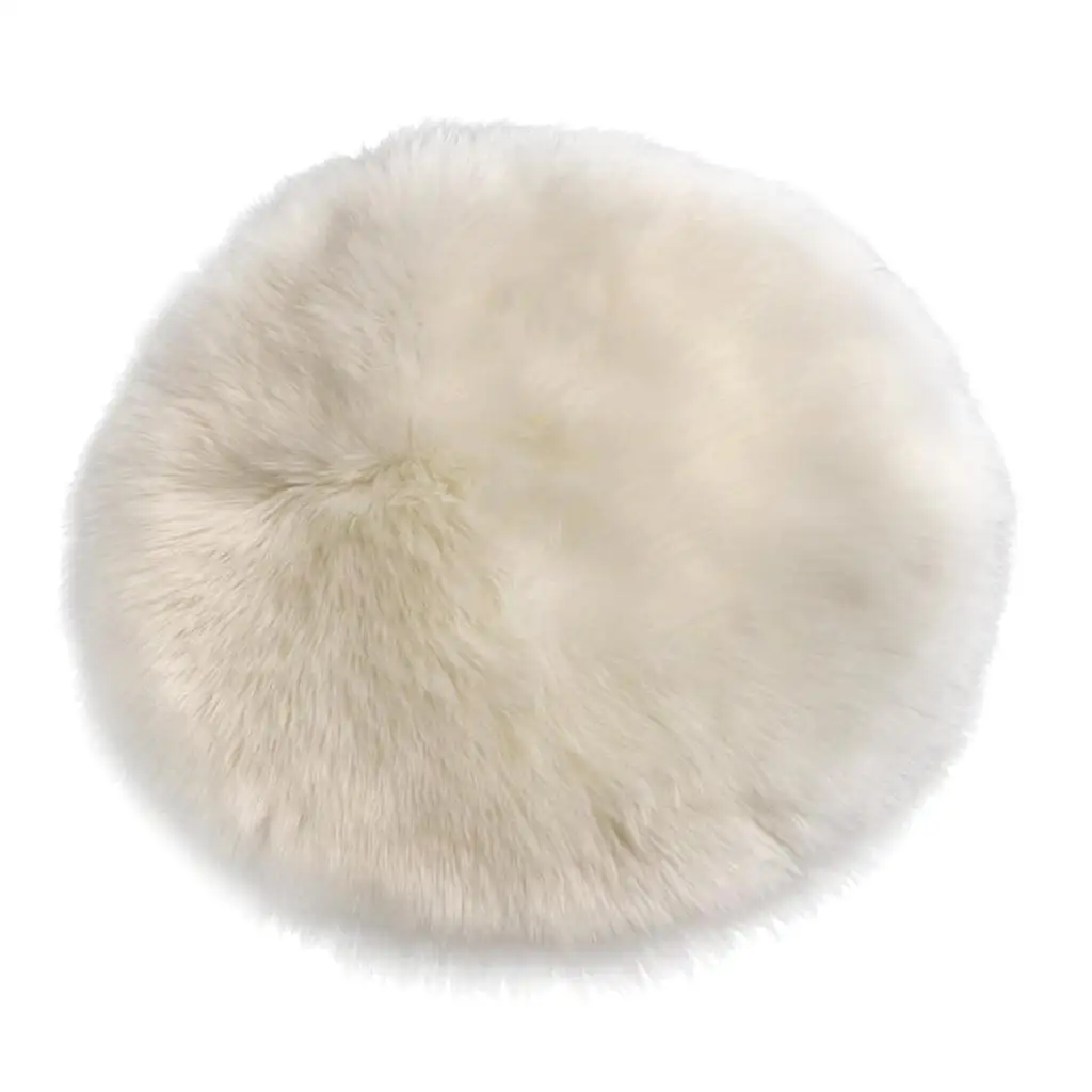 Round 30cm Sheepskin Seat Cushion Hairy Carpet Faux Mat Fur Plain Soft Small Area Rug Non Slip Floor Carpet Baby Crawling Mat