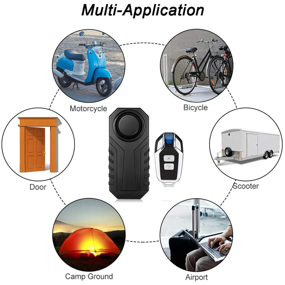 Wireless Bicycle Alarm 113dB Loud Waterproof Remote Control Vibration Sensor Security Alarm Bike Motorcycle Anti Theft Alarm