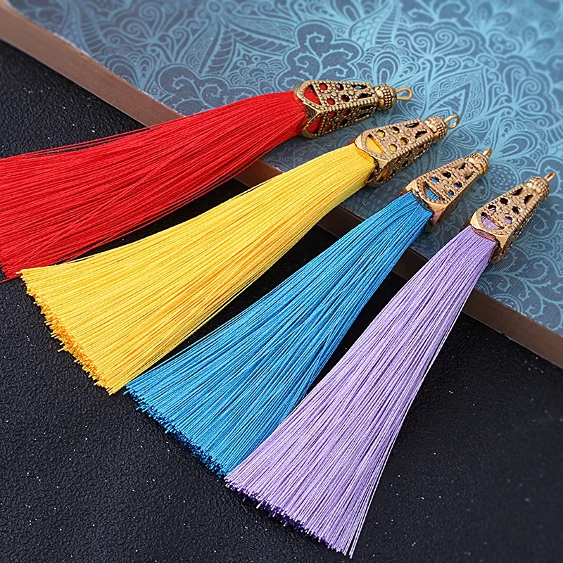 10pcs/lot 9.2cm Long Silk Polyester Tassels Fringe Small Pendant Tassel for Earrings Necklace Bag DIY Jewelry Making Accessories