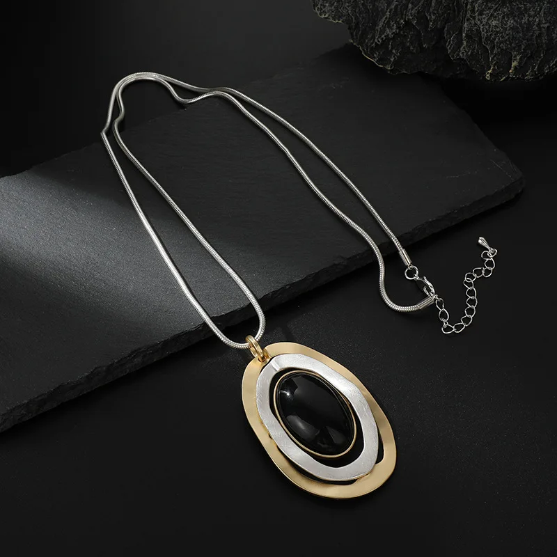 Fashion Geometry Autumn/Winter Sweater Chain Alloy Brushed Women OL Personalized Versatile Clothing Necklace Charm Jewelry