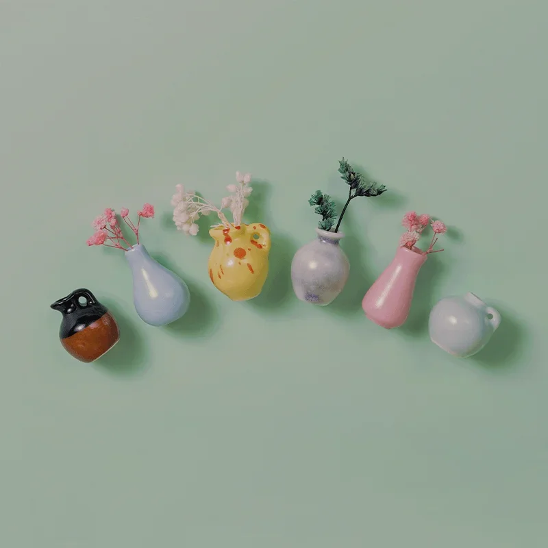 3-10pcs Mini Ceramics Vase Fridge Magnet DIY Porcelain Vase Refrigerator Magnet Message Sticker flowers Plant on Kitchen Gift