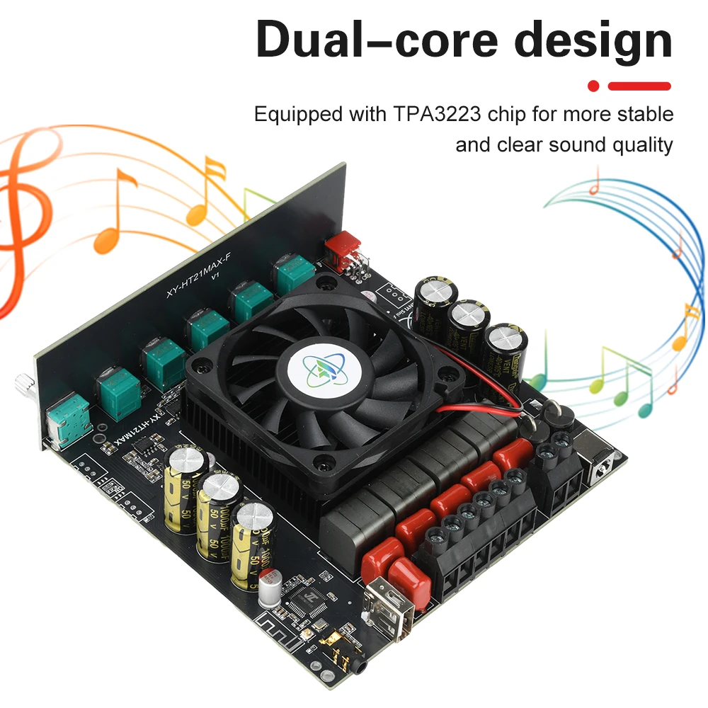 Upgraded XY-HT21MAX 2.1 Channel TPA3223 200W x 2+400W Bluetooth Digital Power Amplifier Module High And Low Tone Subwoofer